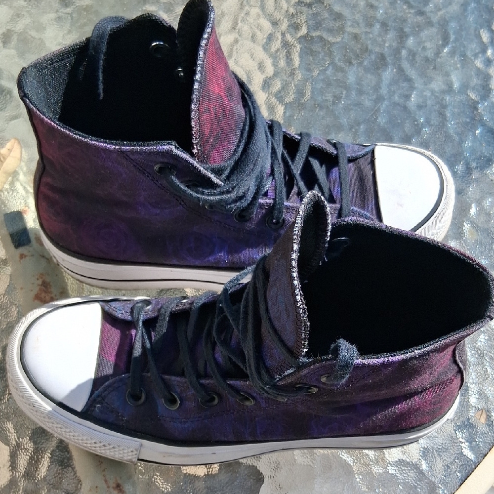 Converse Black and Purple High-Top Sneakers